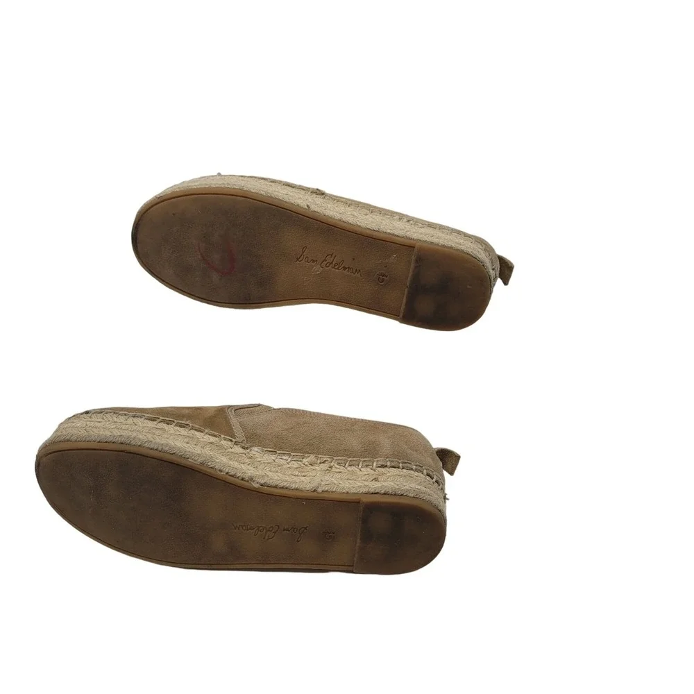 Sam Edelman Suede Leather Carrin‎ Espadrille Flat Shoes 6.5 Tan Casual Slip-On